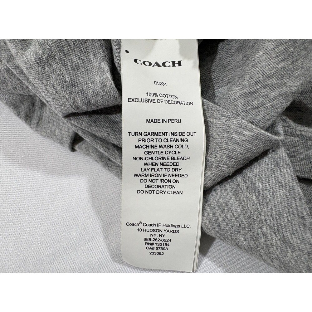 Coach Mens Signature Tape Crew Short Sleeve T-shirt Gray Cotton Tee Casual Sz XS - Picture 9 of 10